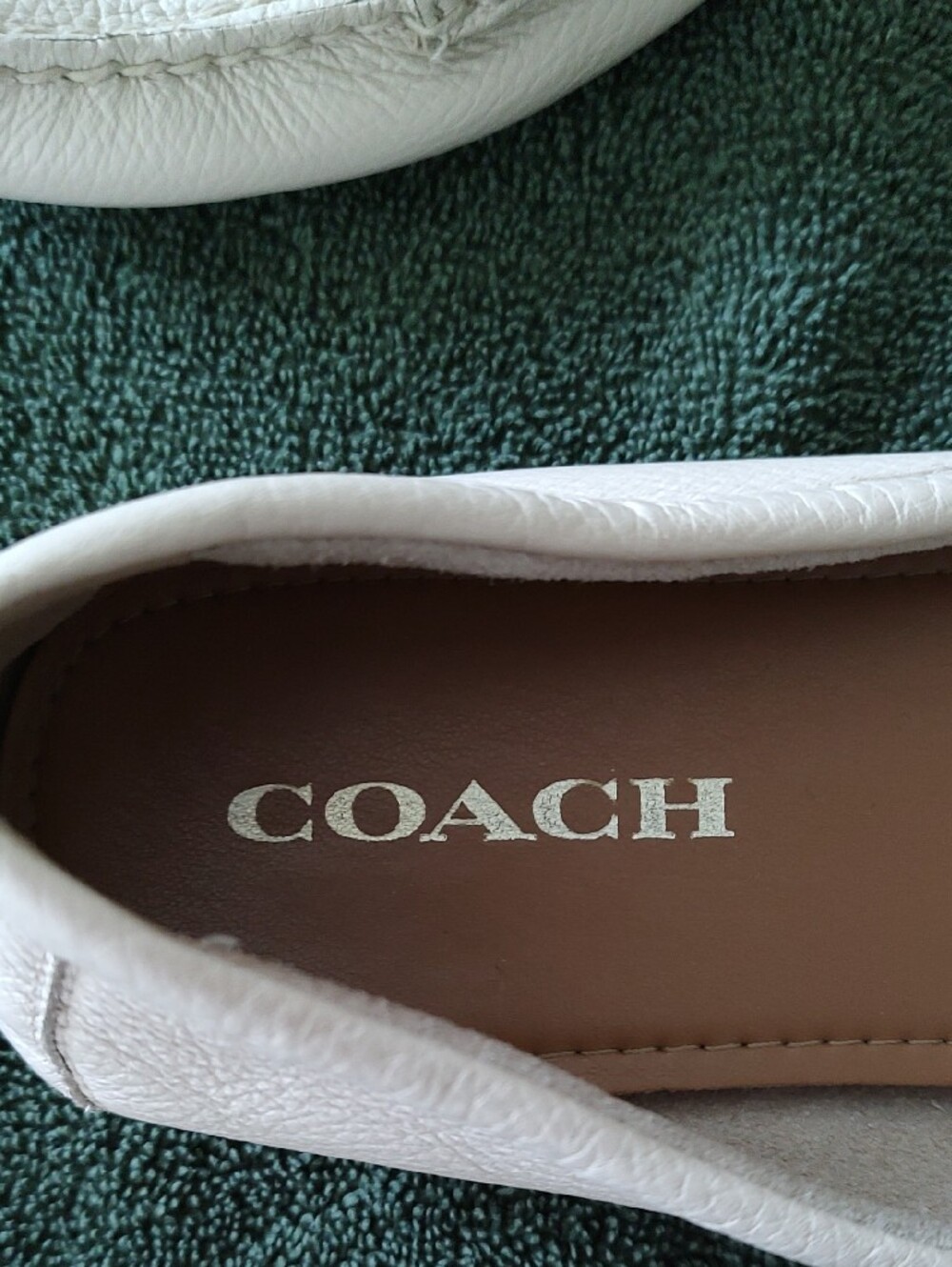 Coach Women's Ivory Leather Slip-On Loafers - Picture 2 of 9
